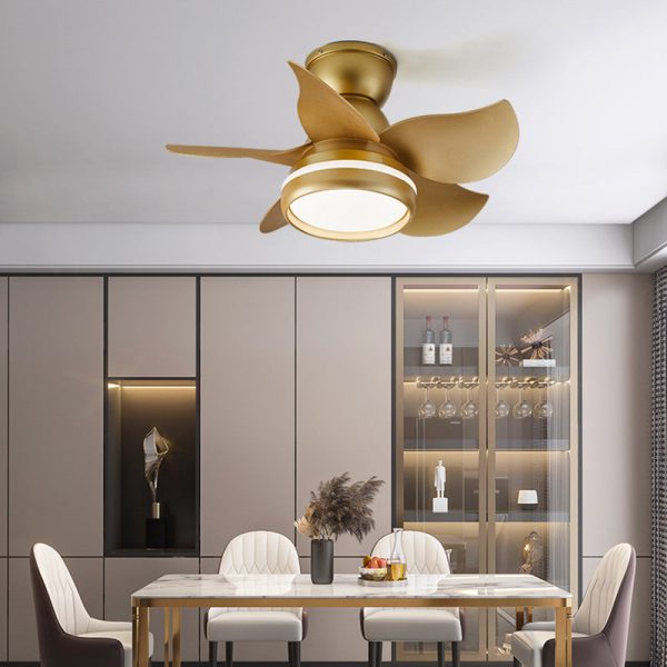 Contemporary Scandinavian Acrylic ABS Metal Round Flower LED Semi-Flush Mount Ceiling Fan Light For Living Room - Image 18