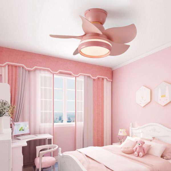 Contemporary Scandinavian Acrylic ABS Metal Round Flower LED Semi-Flush Mount Ceiling Fan Light For Living Room - Image 3