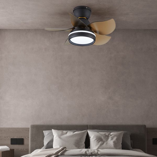 Contemporary Scandinavian Acrylic ABS Metal Round Flower LED Semi-Flush Mount Ceiling Fan Light For Living Room - Image 2
