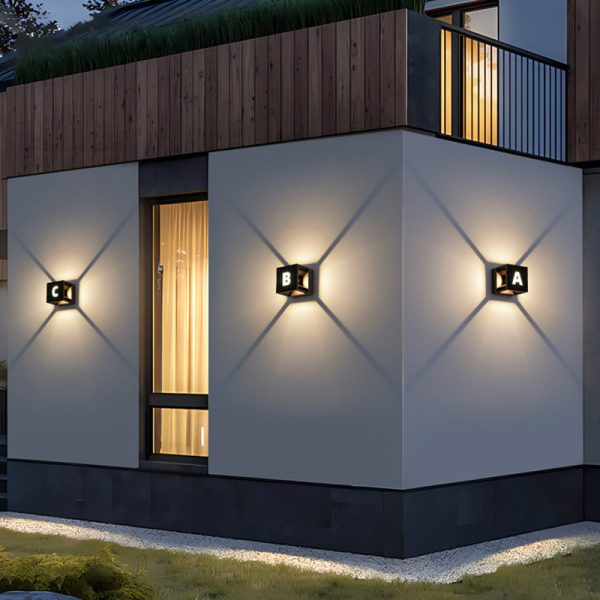 Modern Minimalist Solar Waterproof Aluminum ABS Cube LED Wall Sconce Lamp For Outdoor Patio