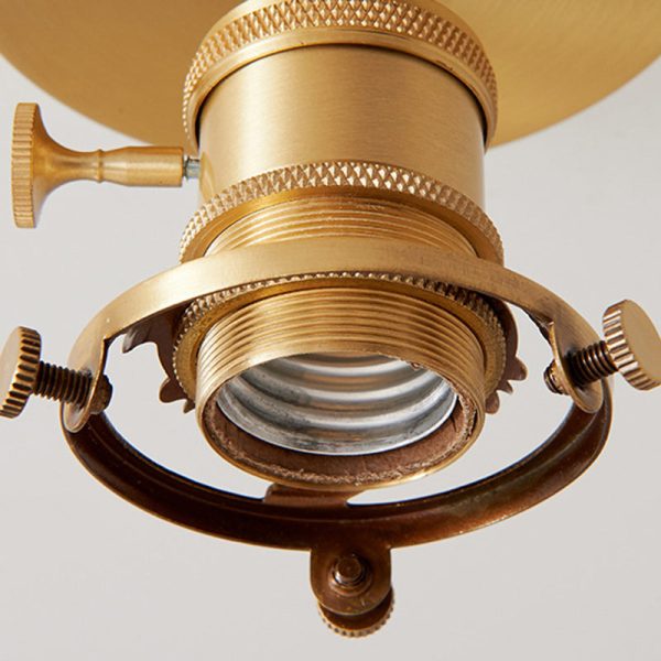 Traditional Japanese Brass Glass Bowl Cylinder Ripple 1-Light Semi-Flush Mount Ceiling Light For Hallway - Image 17