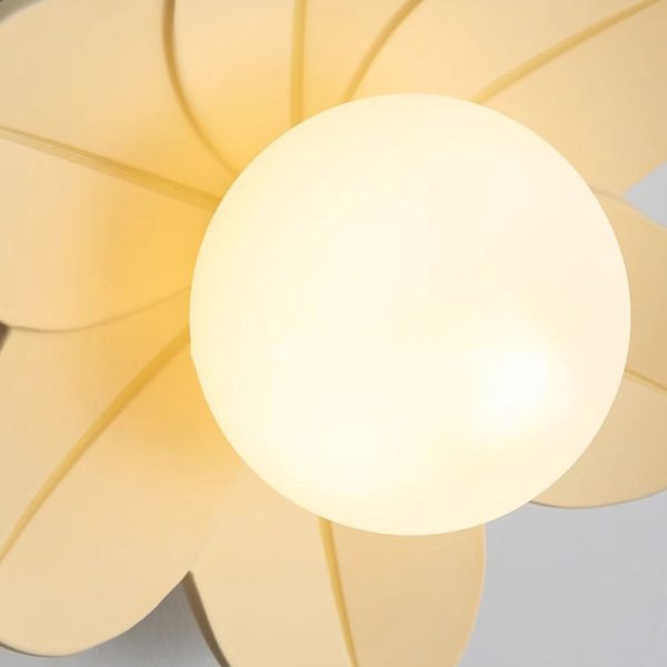 Contemporary Scandinavian Resin Metal Glass Flower Ball 1-Light Semi-Flush Mount Ceiling Light For Hallway - Image 7