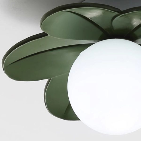 Contemporary Scandinavian Resin Metal Glass Flower Ball 1-Light Semi-Flush Mount Ceiling Light For Hallway - Image 8