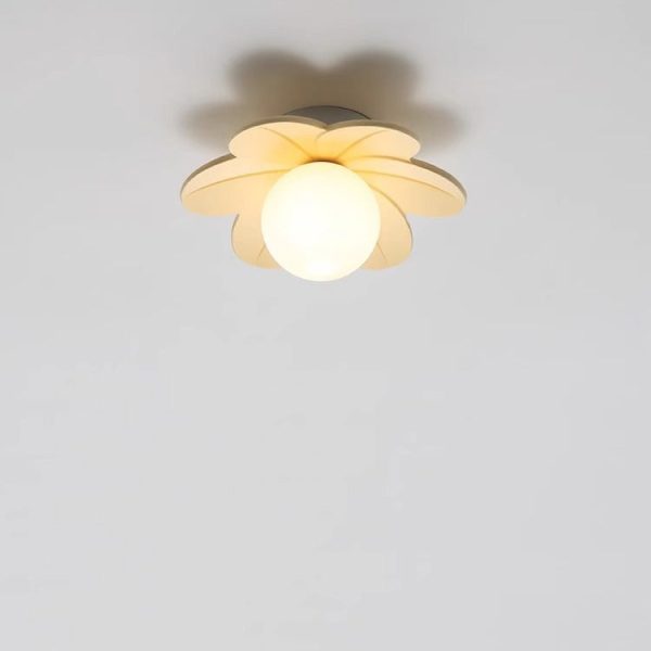 Contemporary Scandinavian Resin Metal Glass Flower Ball 1-Light Semi-Flush Mount Ceiling Light For Hallway - Image 9