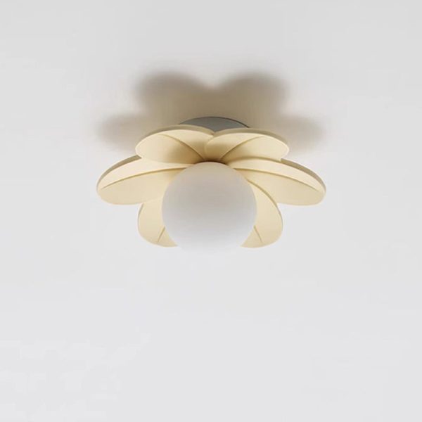 Contemporary Scandinavian Resin Metal Glass Flower Ball 1-Light Semi-Flush Mount Ceiling Light For Hallway - Image 10