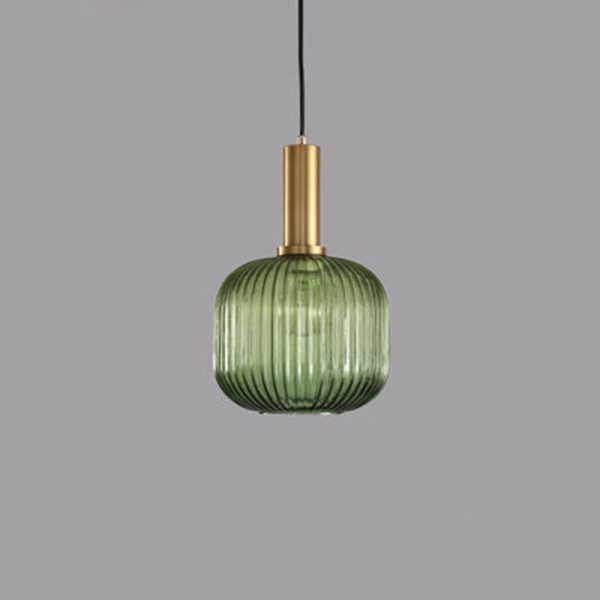 Contemporary Scandinavian Metal Glass Cylinder Striped Lantern 1-Light Pendant Light For Dining Room - Image 37