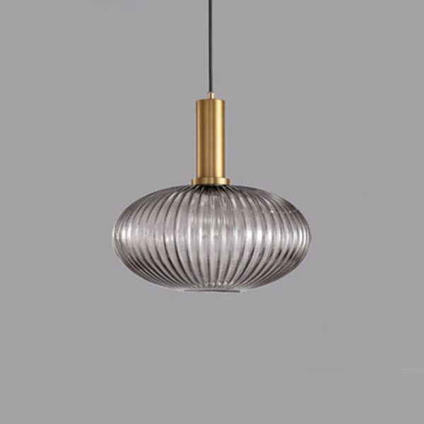 Contemporary Scandinavian Metal Glass Cylinder Striped Lantern 1-Light Pendant Light For Dining Room - Image 46