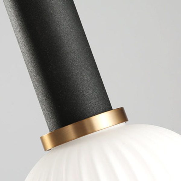 Contemporary Scandinavian Metal Glass Cylinder Striped Lantern 1-Light Pendant Light For Dining Room - Image 14