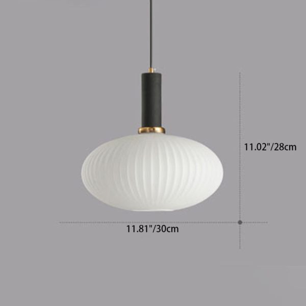 Contemporary Scandinavian Metal Glass Cylinder Striped Lantern 1-Light Pendant Light For Dining Room - Image 10