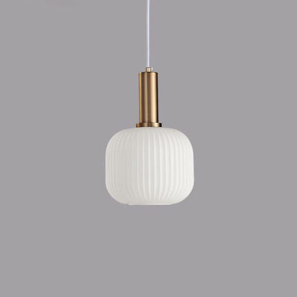 Contemporary Scandinavian Metal Glass Cylinder Striped Lantern 1-Light Pendant Light For Dining Room - Image 35