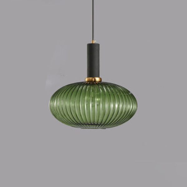 Contemporary Scandinavian Metal Glass Cylinder Striped Lantern 1-Light Pendant Light For Dining Room - Image 41