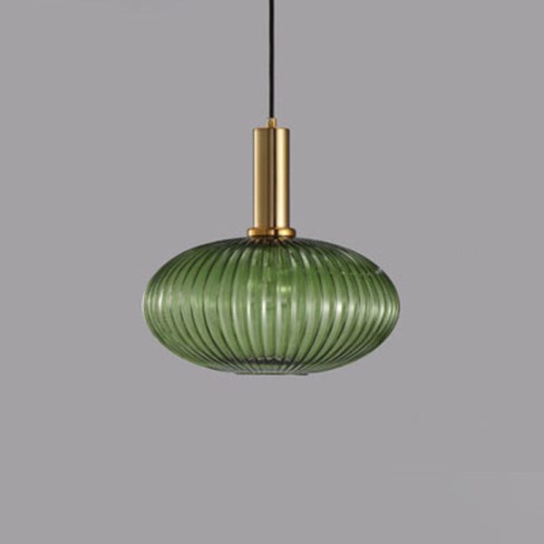 Contemporary Scandinavian Metal Glass Cylinder Striped Lantern 1-Light Pendant Light For Dining Room - Image 45