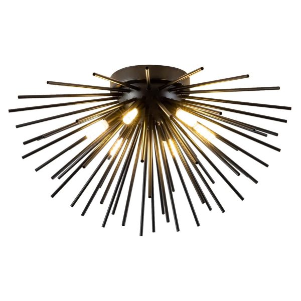Contemporary Nordic Stainless Steel Hardware Firework Lines 6-Light Semi-Flush Mount Ceiling Light For Living Room - Image 15