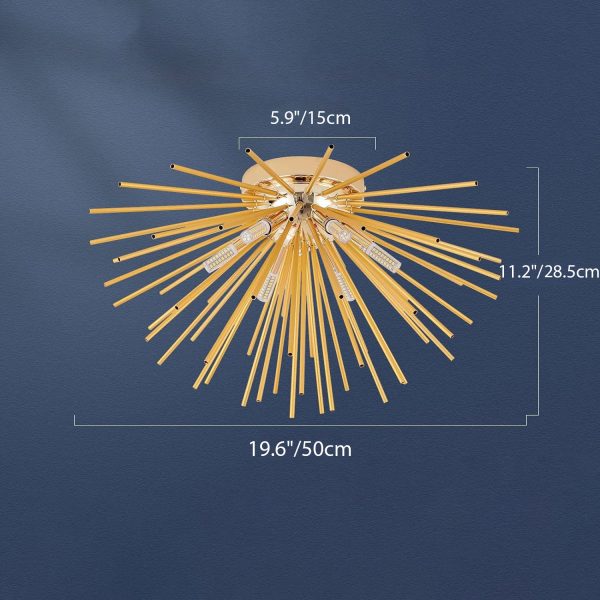 Contemporary Nordic Stainless Steel Hardware Firework Lines 6-Light Semi-Flush Mount Ceiling Light For Living Room - Image 6