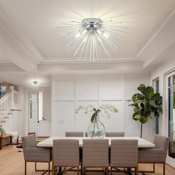 Contemporary Nordic Stainless Steel Hardware Firework Lines 6-Light Semi-Flush Mount Ceiling Light For Living Room - Image 11