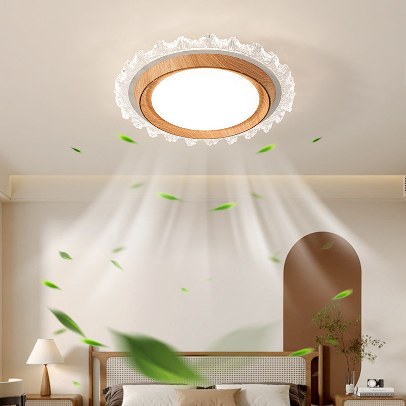BS-Lighting-LX01817-1.jpg Modern Simplicity ABS PC Acrylic Round Lace LED Flush Mount Ceiling Bladeless Fan Light For Bedroom - Image 1