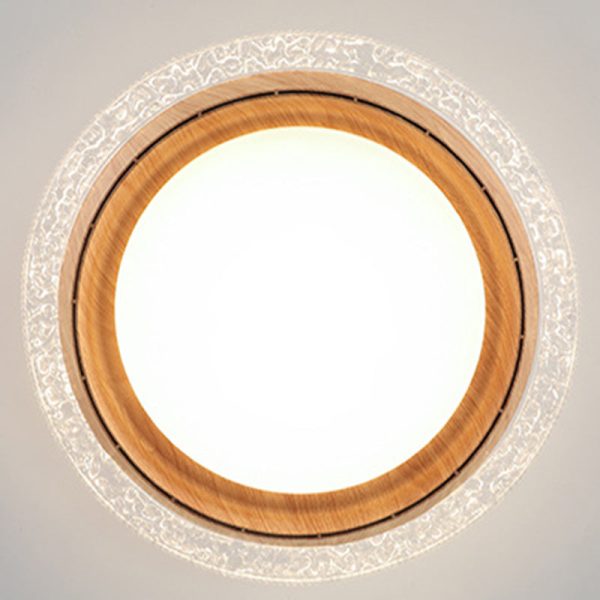 Modern Simplicity ABS PC Acrylic Round Lace LED Flush Mount Ceiling Bladeless Fan Light For Bedroom - Image 12