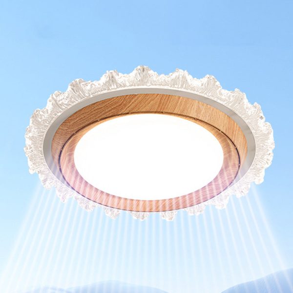 Modern Simplicity ABS PC Acrylic Round Lace LED Flush Mount Ceiling Bladeless Fan Light For Bedroom - Image 13