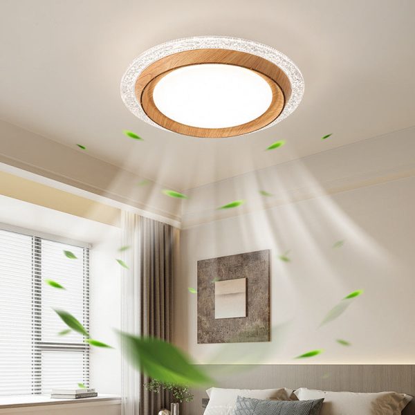 Modern Simplicity ABS PC Acrylic Round Lace LED Flush Mount Ceiling Bladeless Fan Light For Bedroom - Image 3