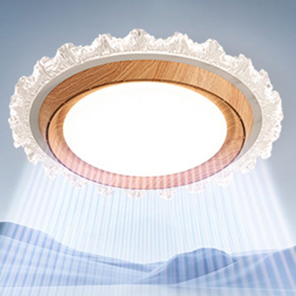 Modern Simplicity ABS PC Acrylic Round Lace LED Flush Mount Ceiling Bladeless Fan Light For Bedroom - Image 14