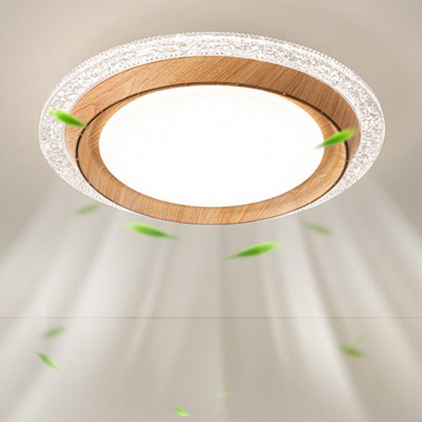 Modern Simplicity ABS PC Acrylic Round Lace LED Flush Mount Ceiling Bladeless Fan Light For Bedroom - Image 2