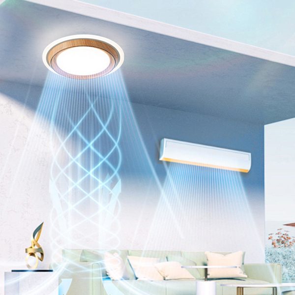 Modern Simplicity ABS PC Acrylic Round Lace LED Flush Mount Ceiling Bladeless Fan Light For Bedroom - Image 15