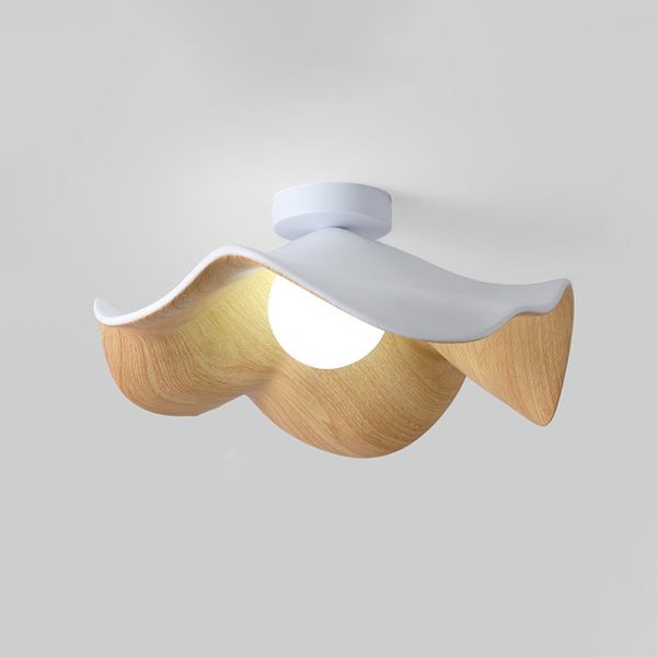 Contemporary Scandinavian Iron Resin Lotus Leaf Wave 1-Light Semi-Flush Mount Ceiling Light For Hallway - Image 12