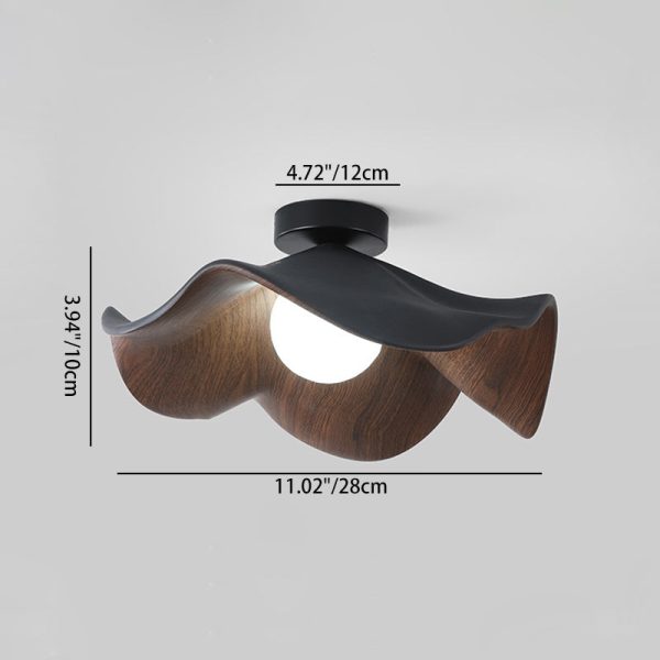 Contemporary Scandinavian Iron Resin Lotus Leaf Wave 1-Light Semi-Flush Mount Ceiling Light For Hallway - Image 6