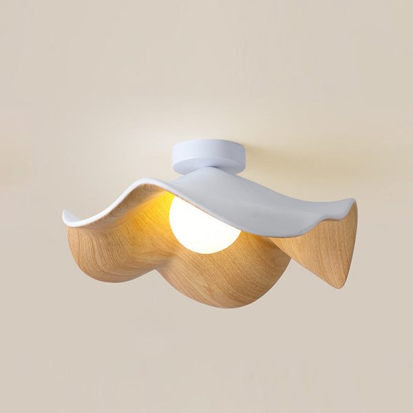 Contemporary Scandinavian Iron Resin Lotus Leaf Wave 1-Light Semi-Flush Mount Ceiling Light For Hallway - Image 13