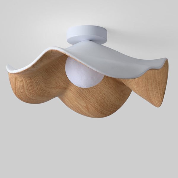 Contemporary Scandinavian Iron Resin Lotus Leaf Wave 1-Light Semi-Flush Mount Ceiling Light For Hallway - Image 11