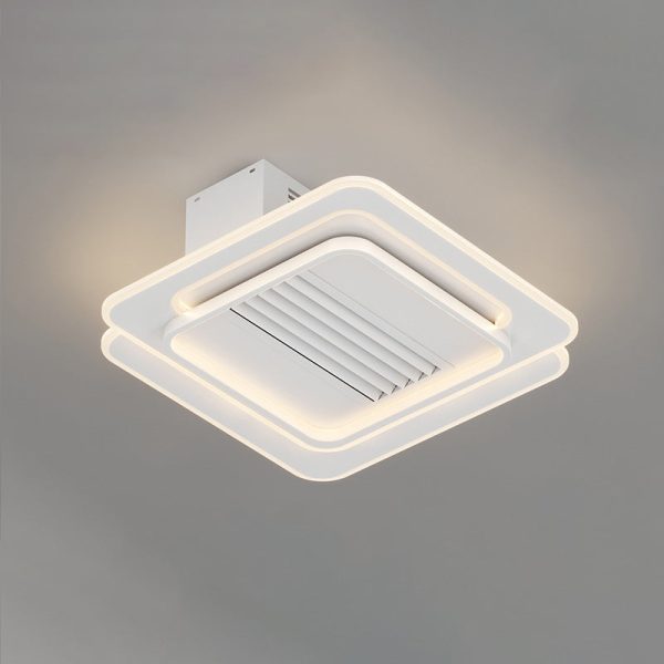 Modern Simplicity Iron Acrylic Aluminum Square Round LED Semi-Flush Mount Ceiling Bladeless Fan Light For Bedroom - Image 3