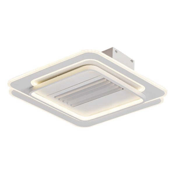 Modern Simplicity Iron Acrylic Aluminum Square Round LED Semi-Flush Mount Ceiling Bladeless Fan Light For Bedroom - Image 16