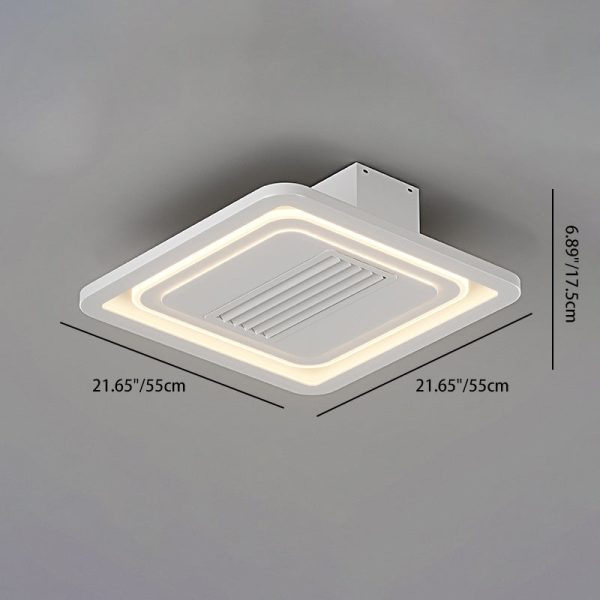 Modern Simplicity Iron Acrylic Aluminum Square Round LED Semi-Flush Mount Ceiling Bladeless Fan Light For Bedroom - Image 9