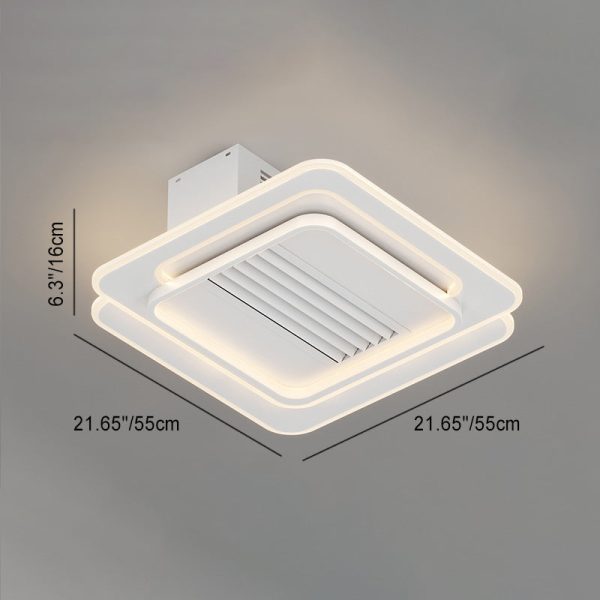 Modern Simplicity Iron Acrylic Aluminum Square Round LED Semi-Flush Mount Ceiling Bladeless Fan Light For Bedroom - Image 7