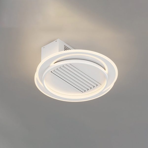 Modern Simplicity Iron Acrylic Aluminum Square Round LED Semi-Flush Mount Ceiling Bladeless Fan Light For Bedroom - Image 5