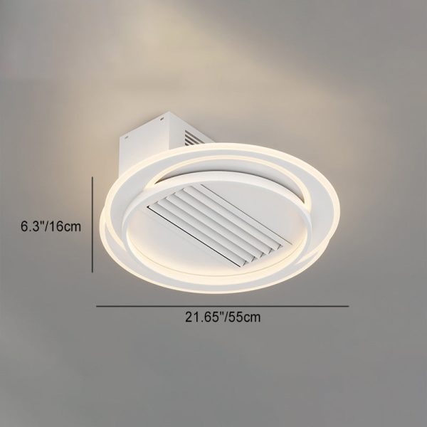Modern Simplicity Iron Acrylic Aluminum Square Round LED Semi-Flush Mount Ceiling Bladeless Fan Light For Bedroom - Image 8