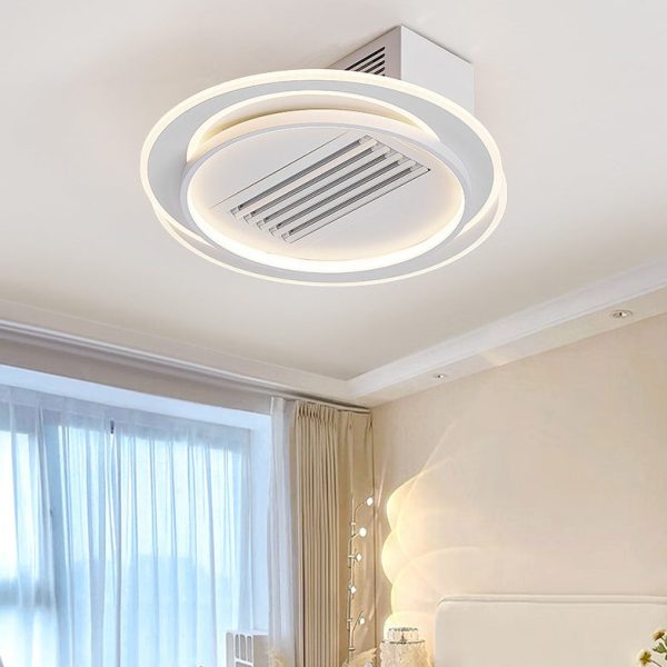 Modern Simplicity Iron Acrylic Aluminum Square Round LED Semi-Flush Mount Ceiling Bladeless Fan Light For Bedroom - Image 2