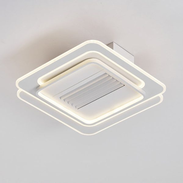 Modern Simplicity Iron Acrylic Aluminum Square Round LED Semi-Flush Mount Ceiling Bladeless Fan Light For Bedroom - Image 12