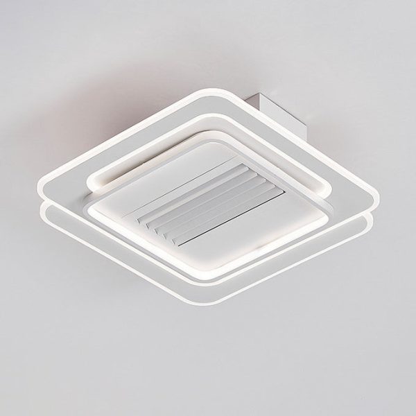 Modern Simplicity Iron Acrylic Aluminum Square Round LED Semi-Flush Mount Ceiling Bladeless Fan Light For Bedroom - Image 13