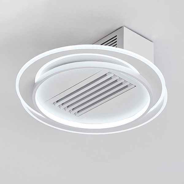 Modern Simplicity Iron Acrylic Aluminum Square Round LED Semi-Flush Mount Ceiling Bladeless Fan Light For Bedroom - Image 14