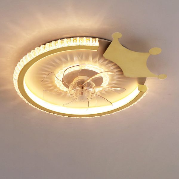 Modern Luxury Kids Round Crown Animal Acrylic ABS LED Flush Mount Ceiling Fan Light For Bedroom - Image 20