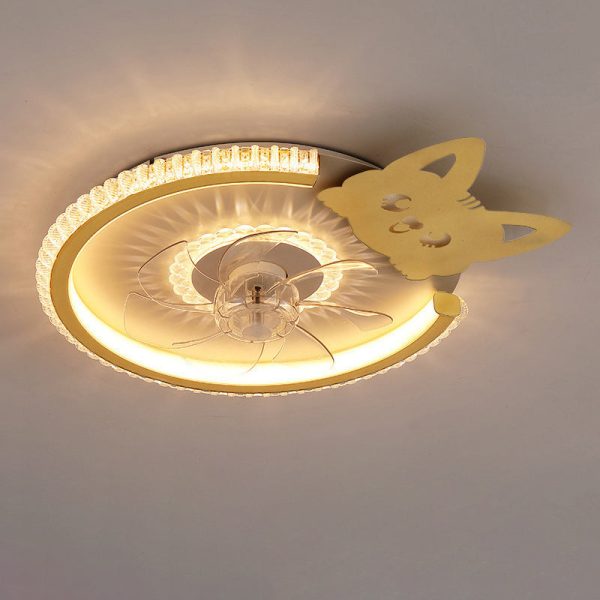 Modern Luxury Kids Round Crown Animal Acrylic ABS LED Flush Mount Ceiling Fan Light For Bedroom - Image 25