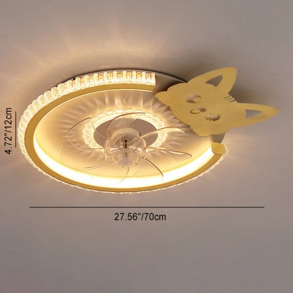 Modern Luxury Kids Round Crown Animal Acrylic ABS LED Flush Mount Ceiling Fan Light For Bedroom - Image 11