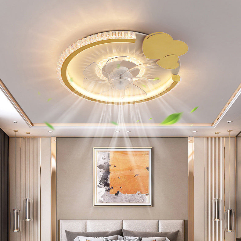 BS-Lighting-LX01831-13.jpg Modern Luxury Kids Round Crown Animal Acrylic ABS LED Flush Mount Ceiling Fan Light For Bedroom - Image 1