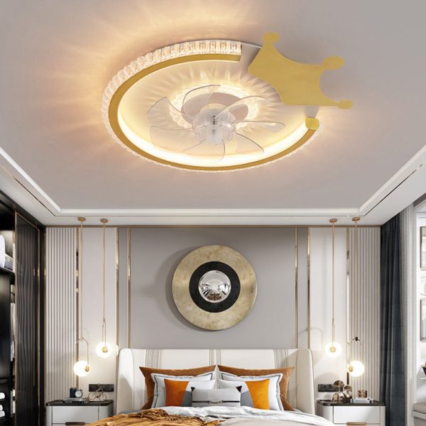 Modern Luxury Kids Round Crown Animal Acrylic ABS LED Flush Mount Ceiling Fan Light For Bedroom - Image 16