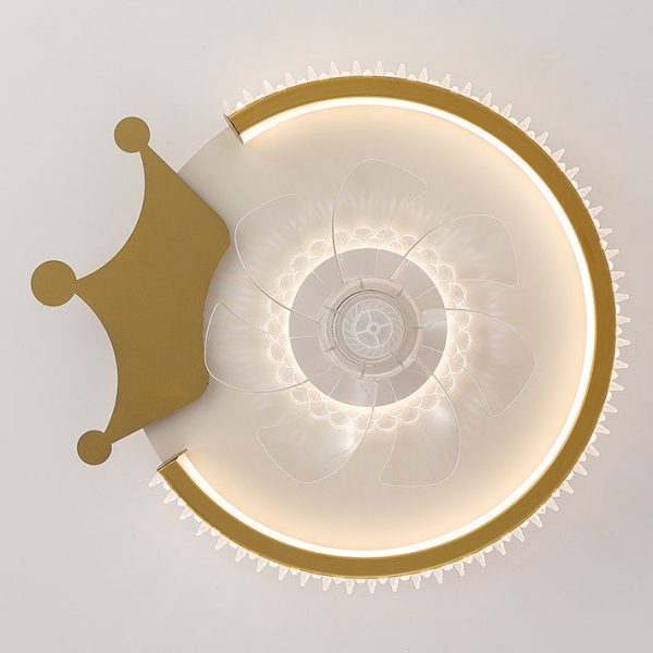 Modern Luxury Kids Round Crown Animal Acrylic ABS LED Flush Mount Ceiling Fan Light For Bedroom - Image 15
