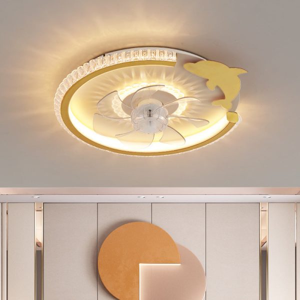 Modern Luxury Kids Round Crown Animal Acrylic ABS LED Flush Mount Ceiling Fan Light For Bedroom - Image 18