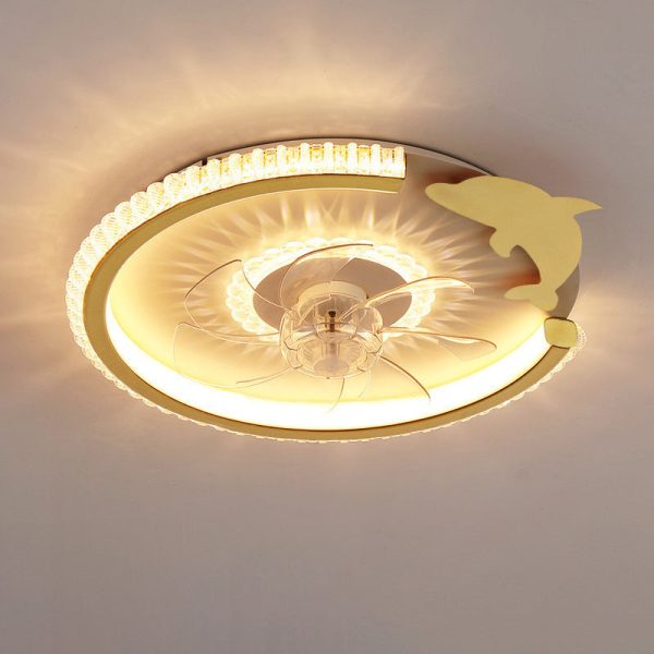 Modern Luxury Kids Round Crown Animal Acrylic ABS LED Flush Mount Ceiling Fan Light For Bedroom - Image 22