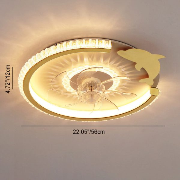 Modern Luxury Kids Round Crown Animal Acrylic ABS LED Flush Mount Ceiling Fan Light For Bedroom - Image 8