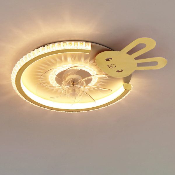 Modern Luxury Kids Round Crown Animal Acrylic ABS LED Flush Mount Ceiling Fan Light For Bedroom - Image 24